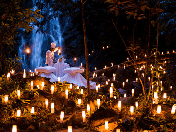 Dinners by a candlelit jungle waterfall | Blogs | Dragonfly Traveller